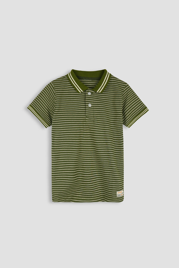 Olive Boys Polo Yarn Dyed - Pique Fabric