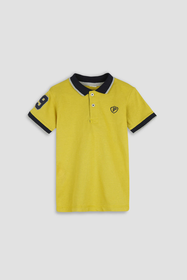 Yellow Polo Shirt for Boys Pique Fabric