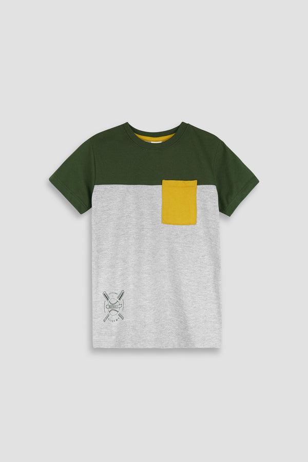 T Shirt for Boys with t shirt grey yellow pockt