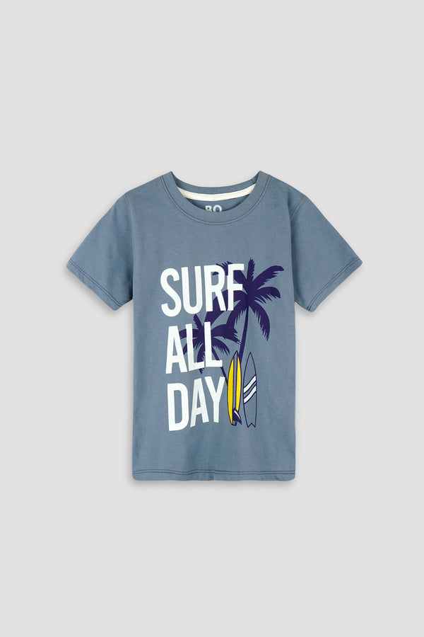 Skay Blue Surf All Day Print T-Shirt