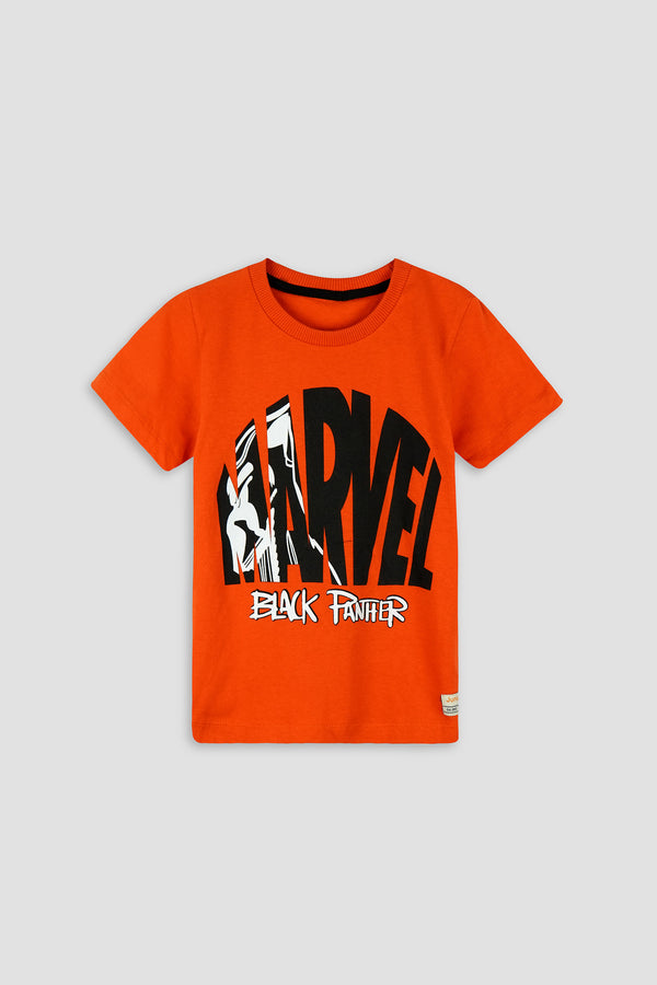 Orange Boys T-Shirt with Black Panther