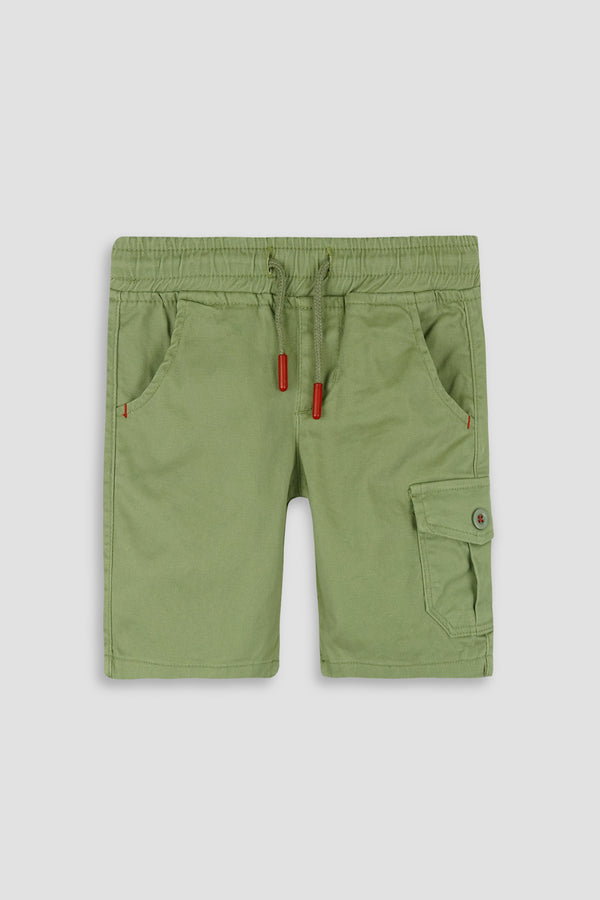 Light Green Boys Shorts with Side Pocket - Cotton Fabric