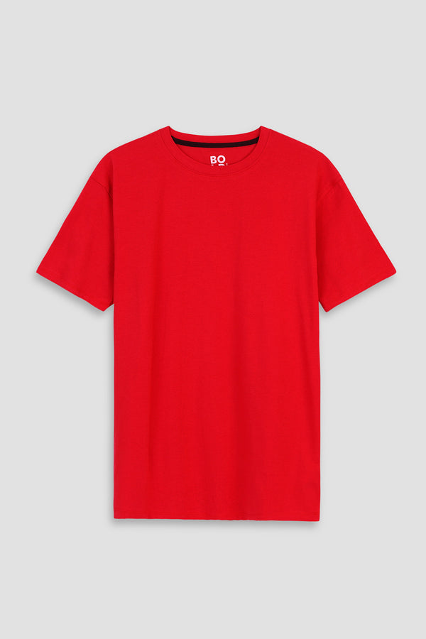 Men Cotton Red T-Shirt