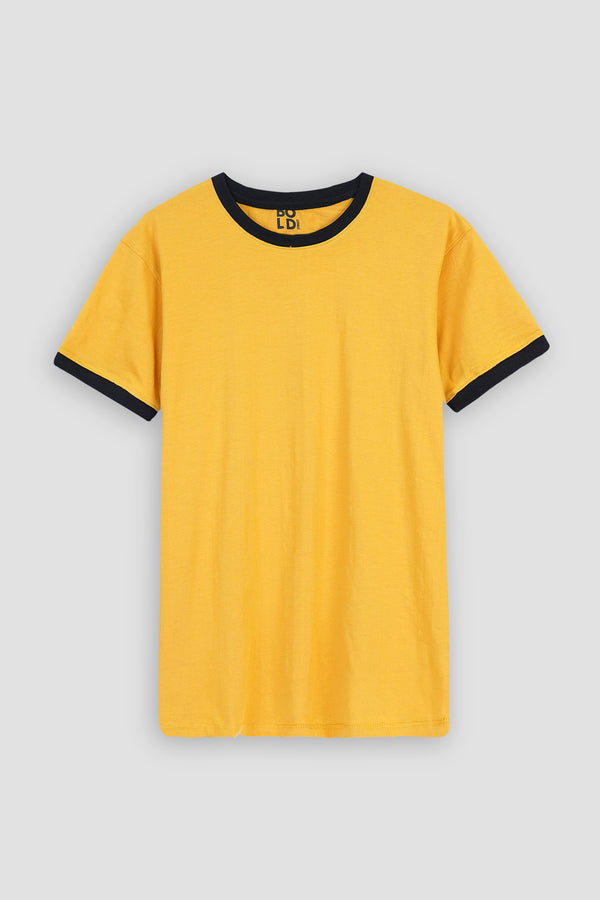 Mustard T-Shirt wiith Contrast Rib