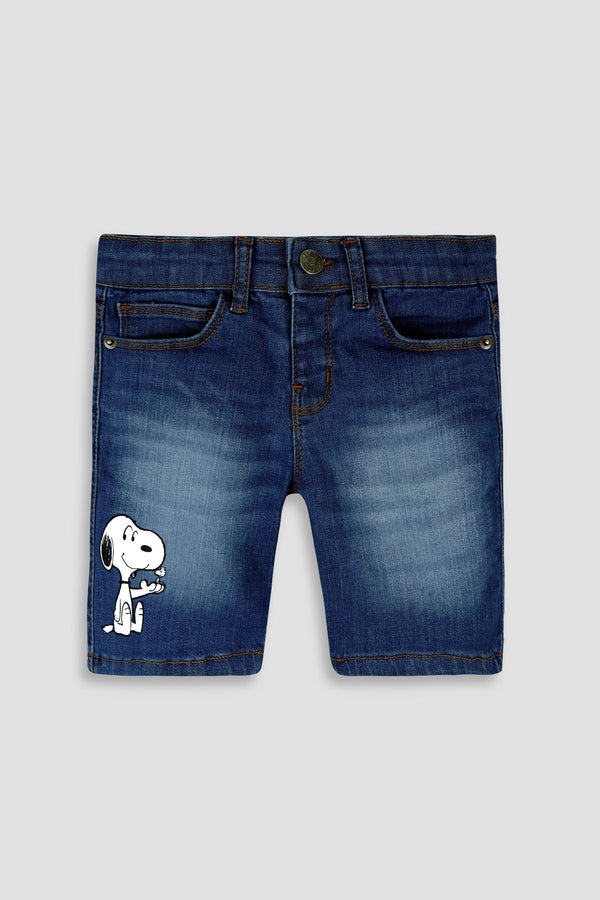 Light Blue Denim Boys Denim Shorts and Snoopie Printing