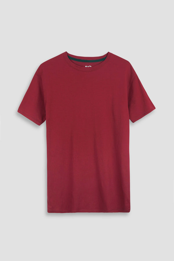 Maroon T-Shirt wiith Contrast Rib