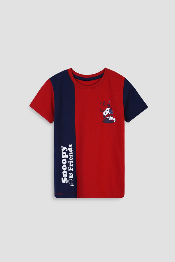 Navy And Red T Shirt Graphic Printed