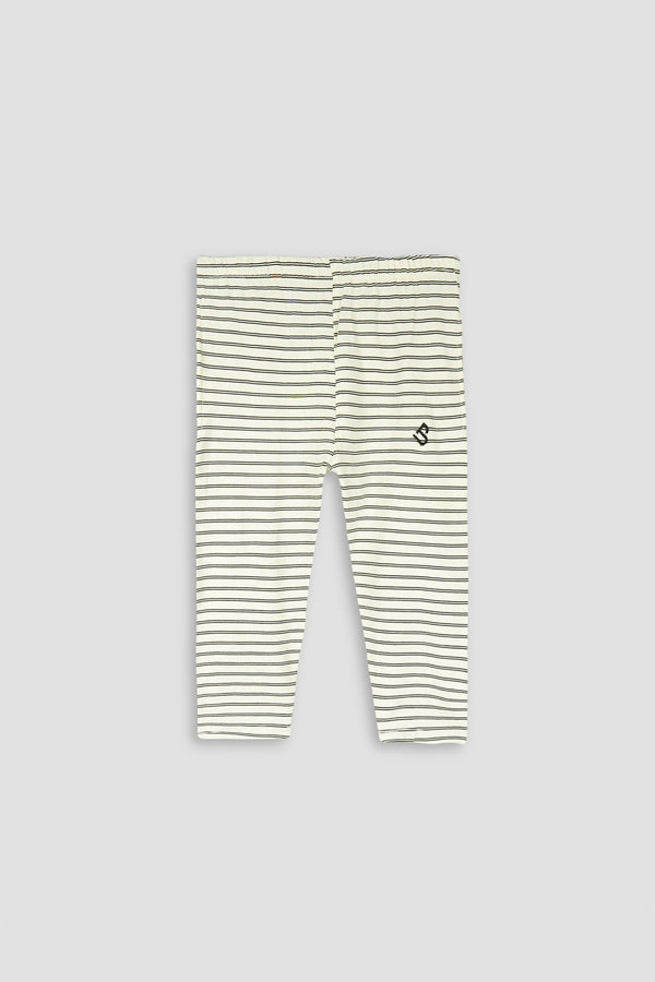 Boys Off White Stiper Emb Logo Trouser