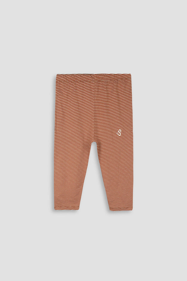 Boys Camel Brown Stiper Emb Logo Trouser