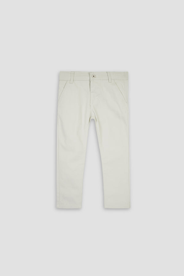 Boys Off White Cotton Pants