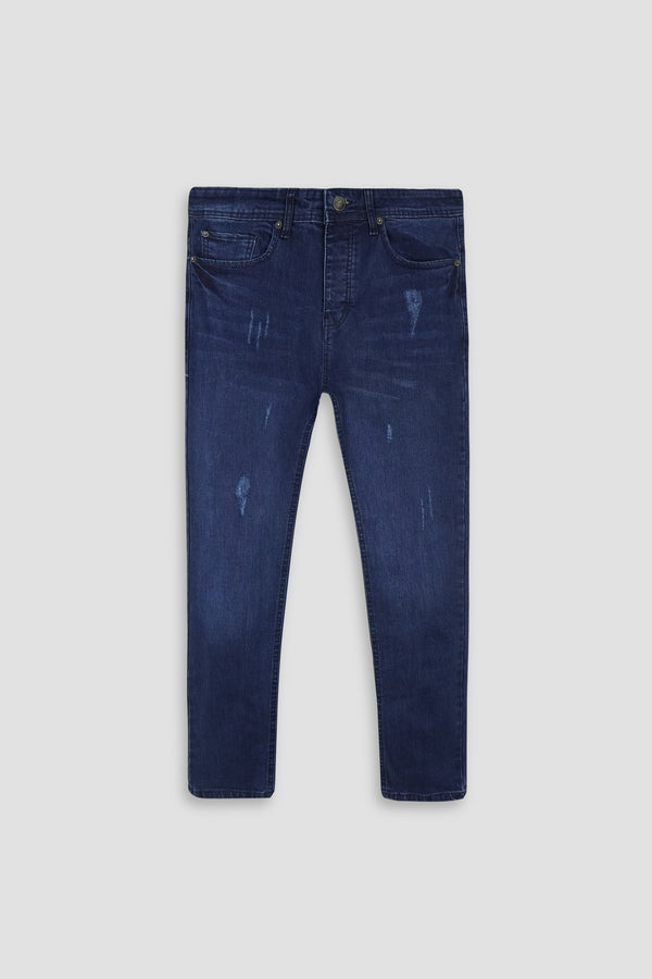 Men Navy rebbt wash denim