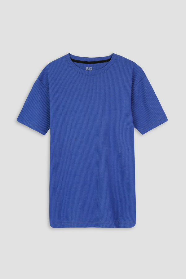 Men Blue T-Shirt with Self Lining