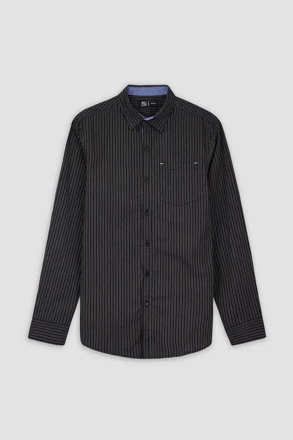 Men balck Shirt with Sky Blue Lining