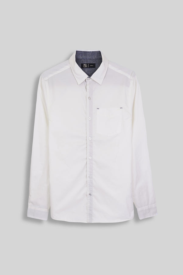 White Basic Casual Shirt - Cotton Fabric