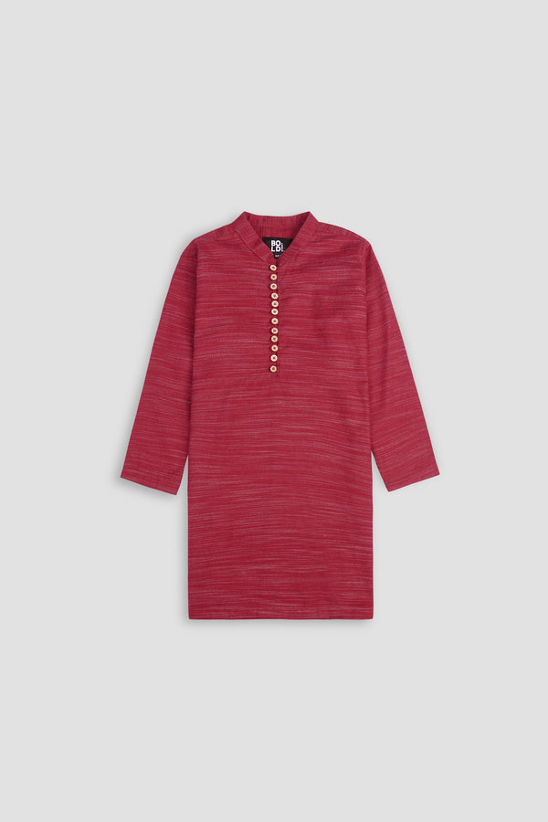 Maroon Colored Kurta for Boys - Slub Fabric