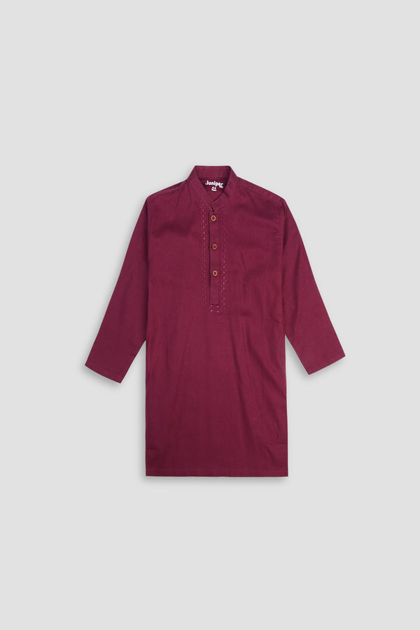 Maroon Kurta for Boys - Slub Fabric