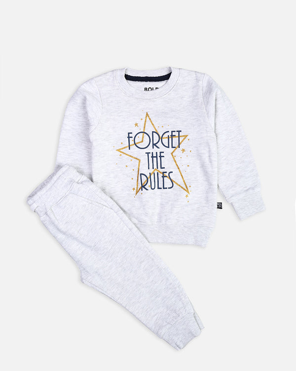 Girls Grey Forget The Rules Printed Track Suit