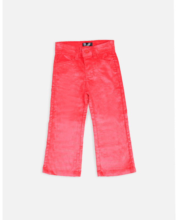 Girls Red Corduroy Pent Comfort Fit