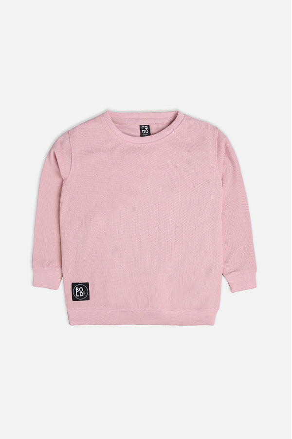 Girls Pink Thermal Sweat Shirt