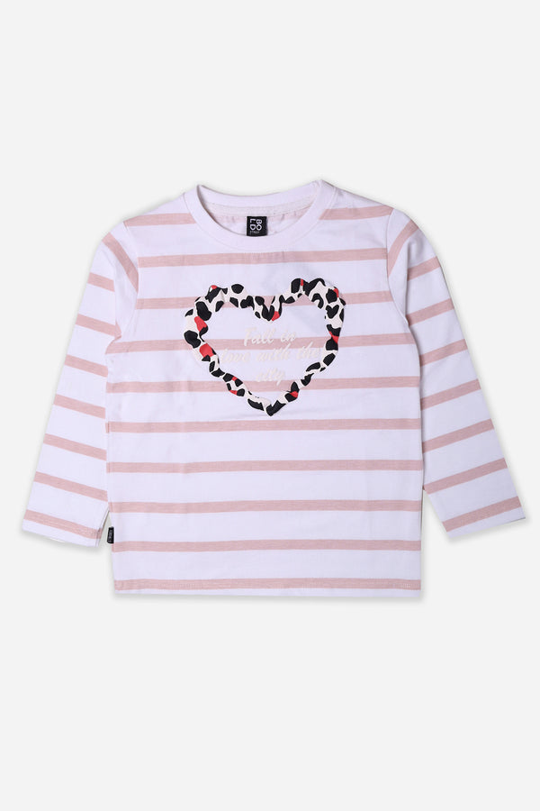 Girls White Striper Sweat Shirt