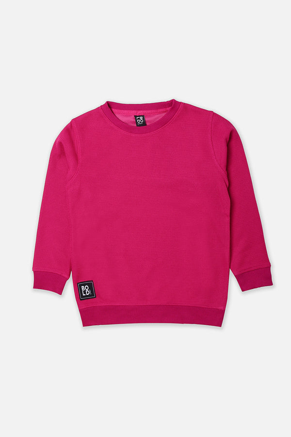 Girls Shocking Pink Thermal Sweat Shirt