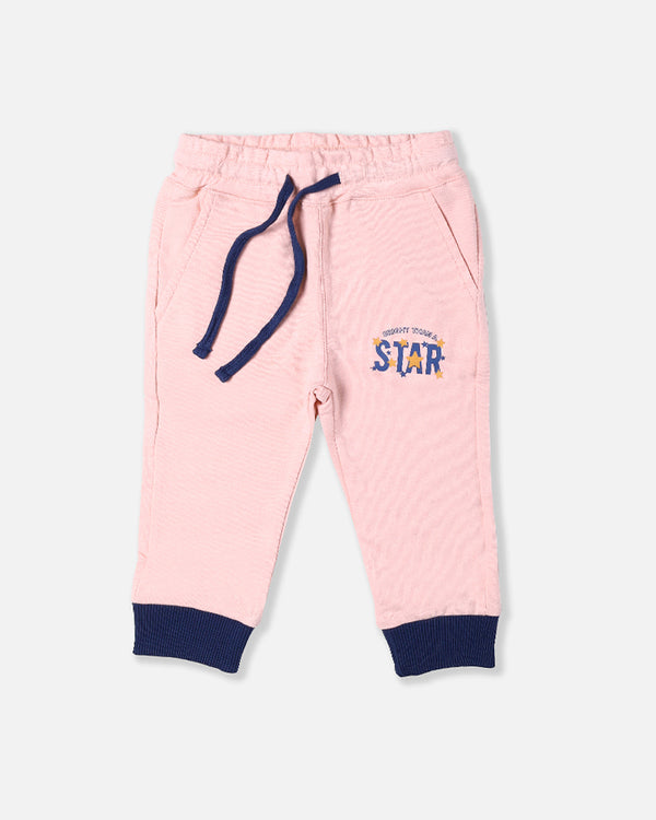 Girls Light Pink Printed Trouser