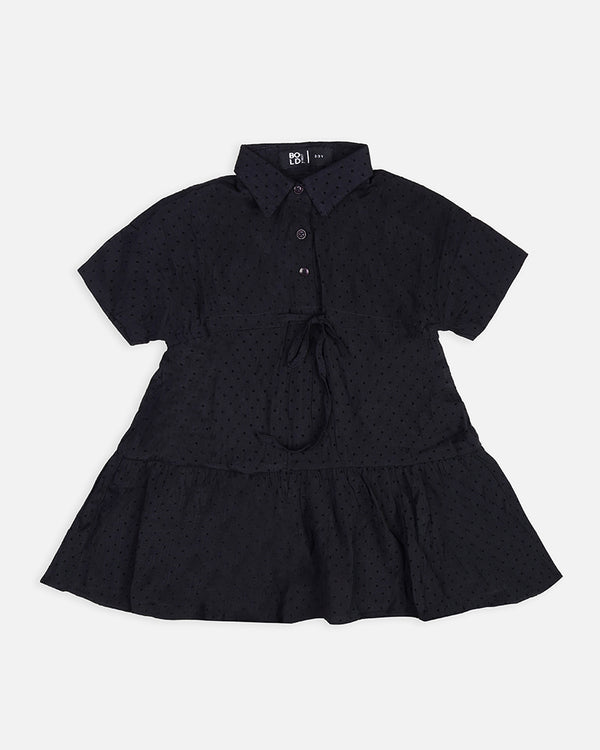 Girls Black Doted Frock