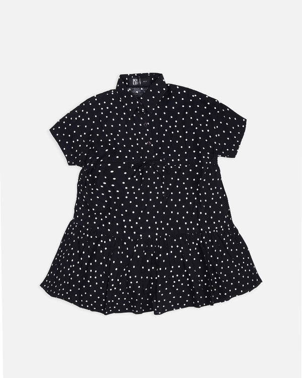 Girls Black Frock With White Dot