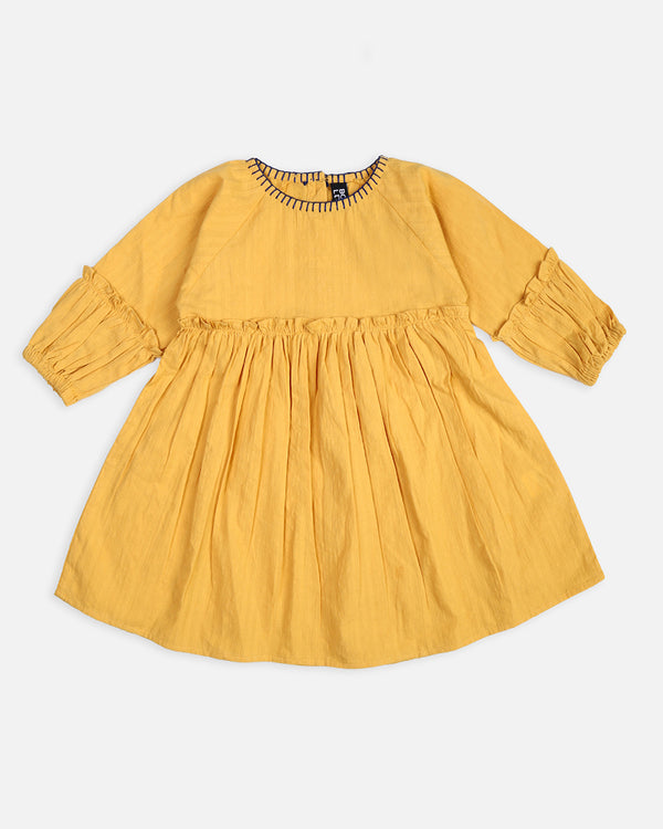 Girls Mustard Woven Frock