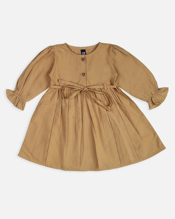 Girls Khaki Woven Frock