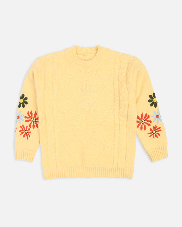 Girls Turtle Neck Yellow Sweater