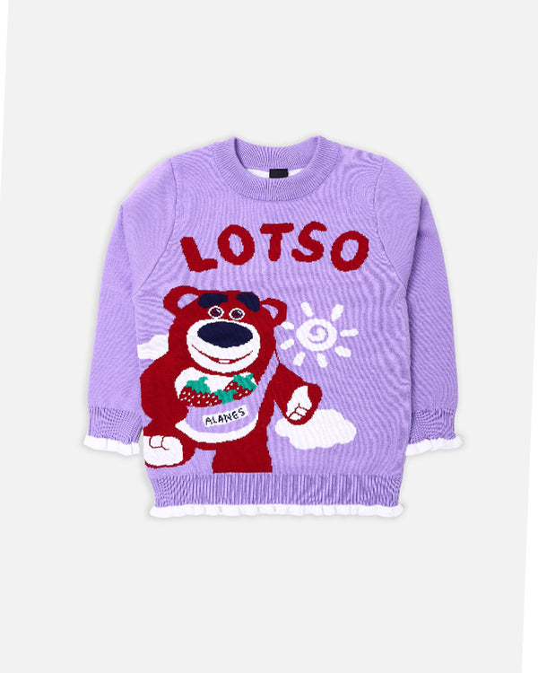 Girls Purple Lotso Printed Sweater