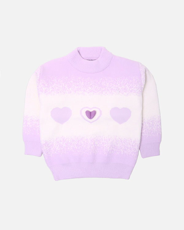 Girls Purple High Neck Sweater