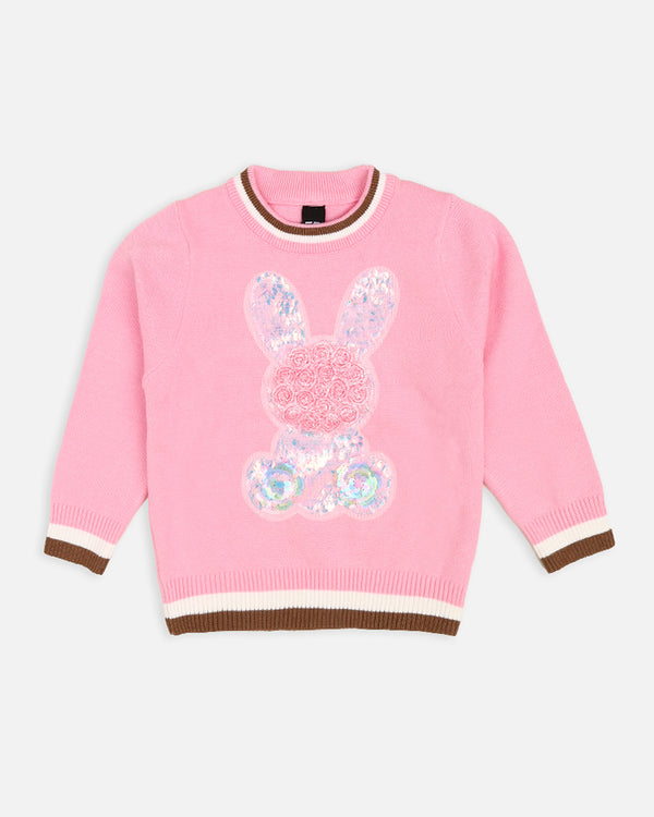 Girls Pink Sweater With Front Patch