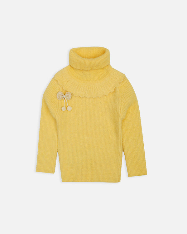 Girls Yellow Turtle Neck Sweater