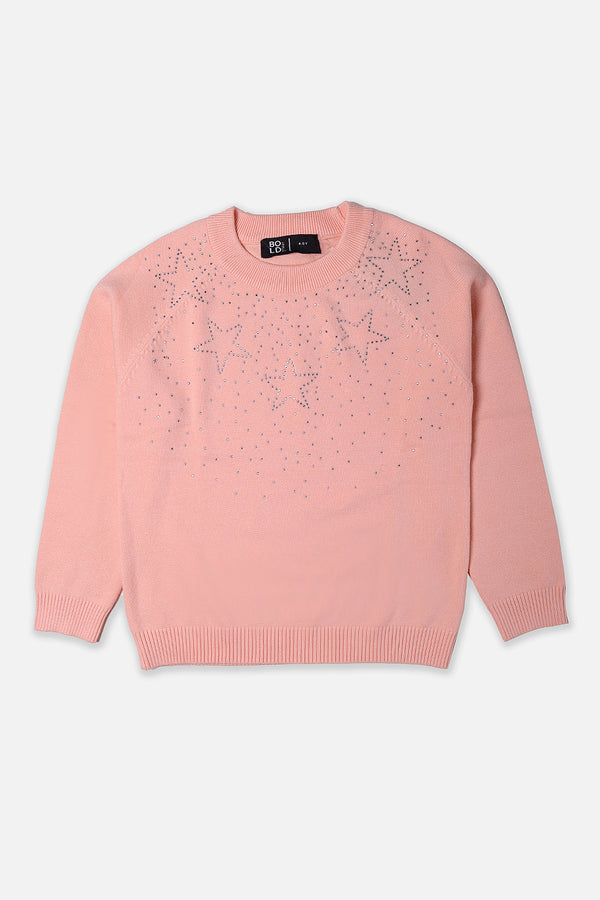 Girls Peach Fashion Sweater