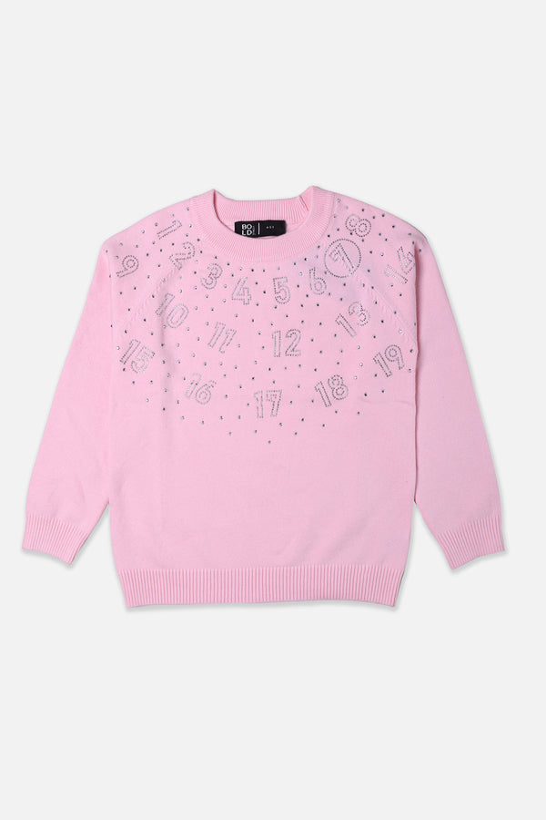 Girls Light Pink Fashion Sweater