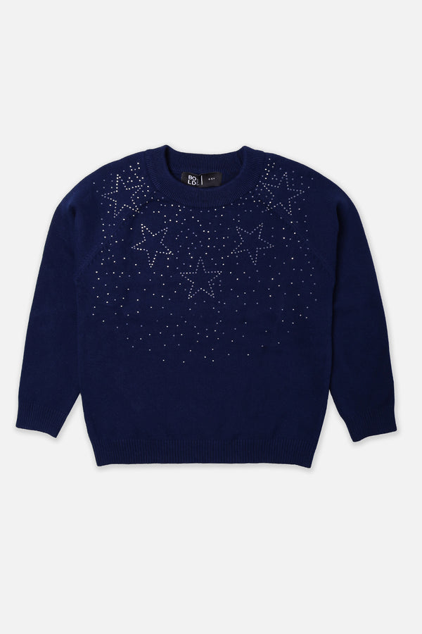 Girls Navy Fashion Sweater