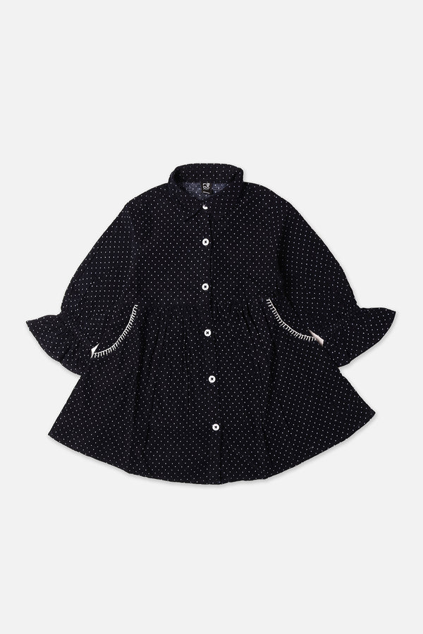 Girls Navy Doted Top