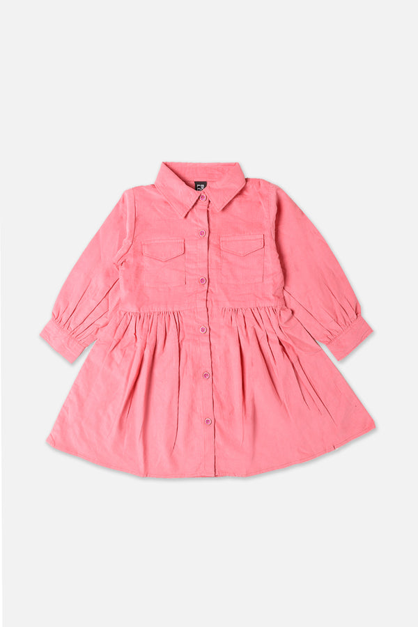 Girls Pink Button Top