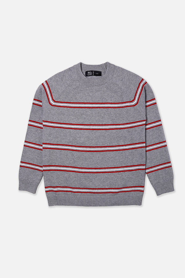 Girls Grey And Red Striper Sweater