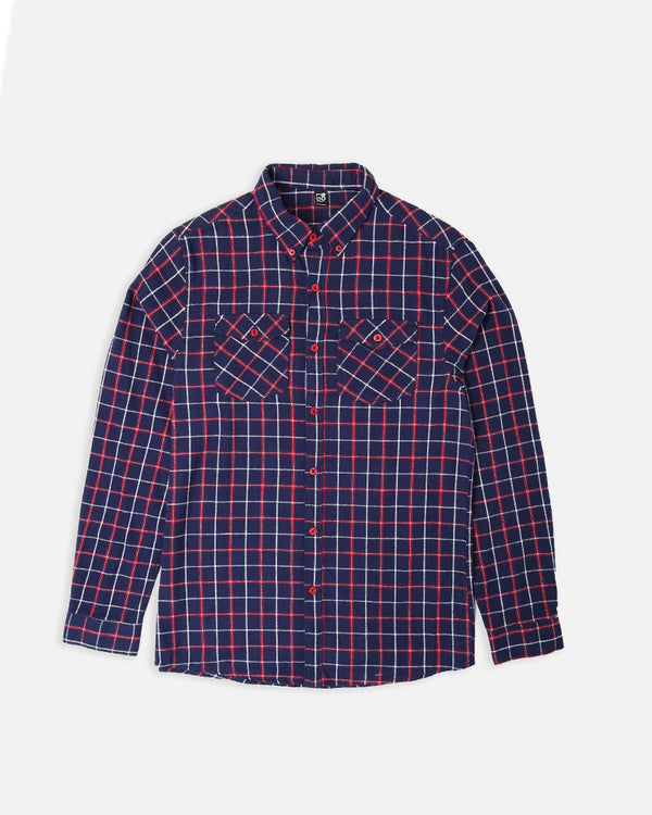 Mens Navy Check Causal Shirt