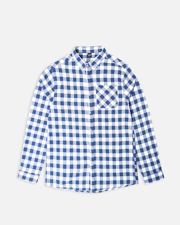 Mens Blue Check Causal Shirt