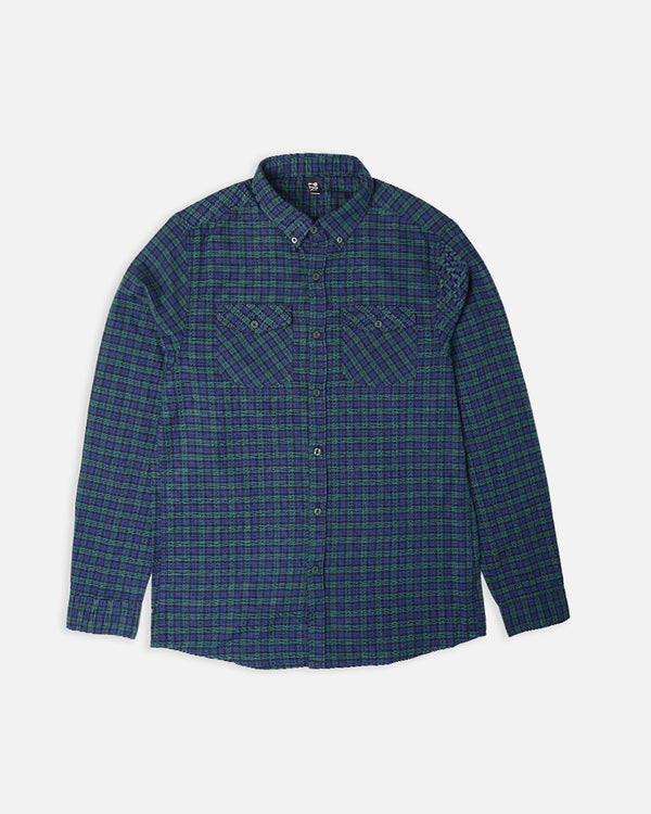 Mens Blue And Green Check Causal Shirt