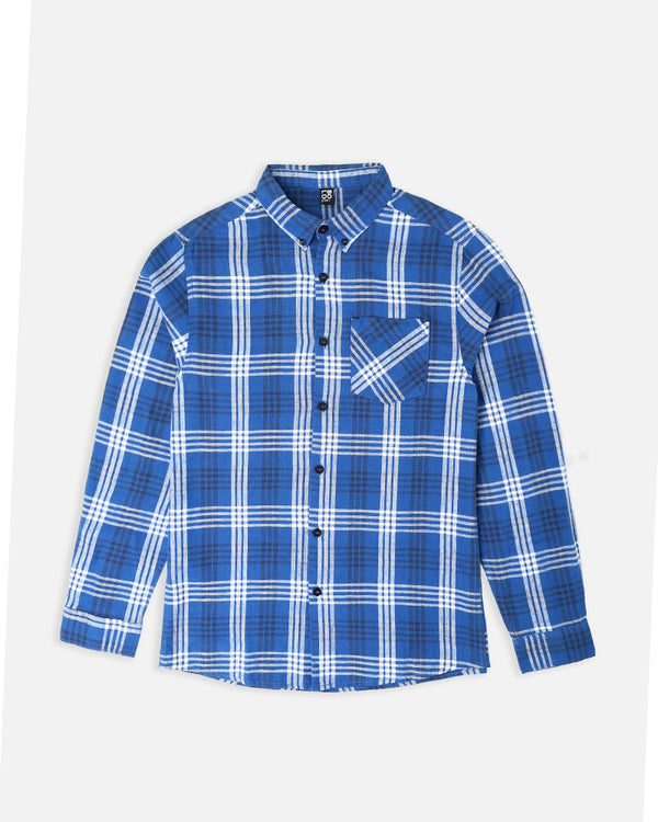 Mens Blue And White Check Causal Shirt