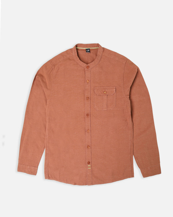 Mens Brown Causal Shirt With Front Pocket