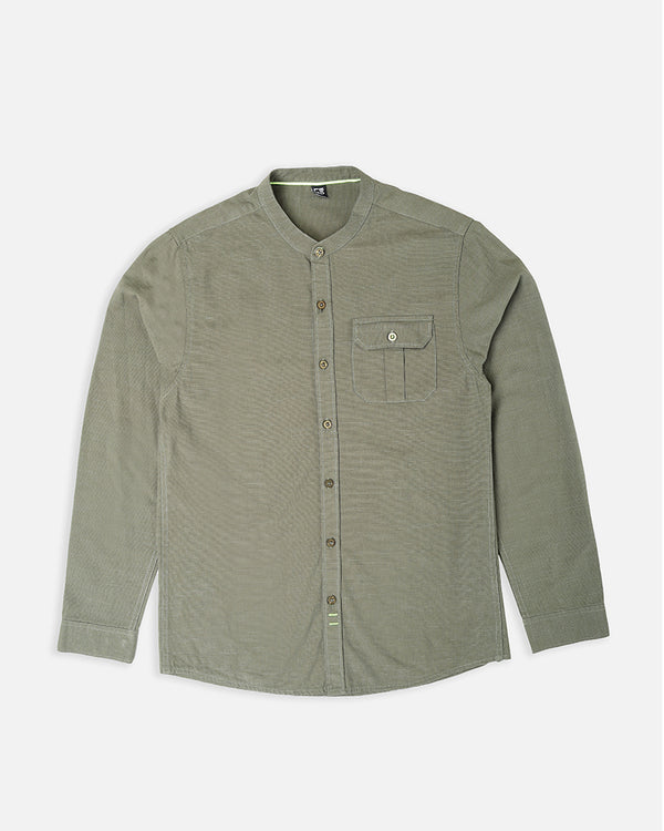 Mens Green Causal Shirt With Front Pocket