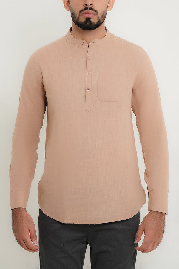 Men Skin Kurta Shirt With Front Pocket