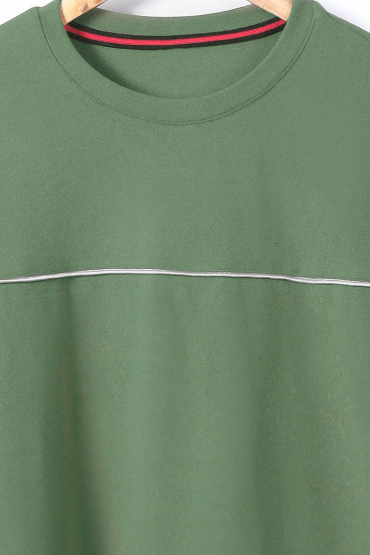 Bold Street Store -  Green Sweat Shirt with White Piping on Front