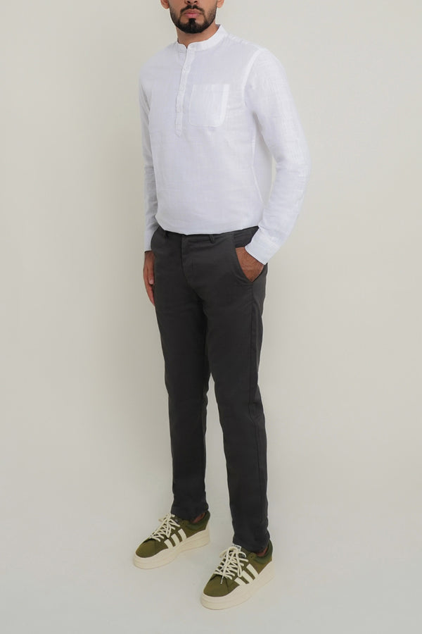 Men Dark Grey Cotton Chino Pant